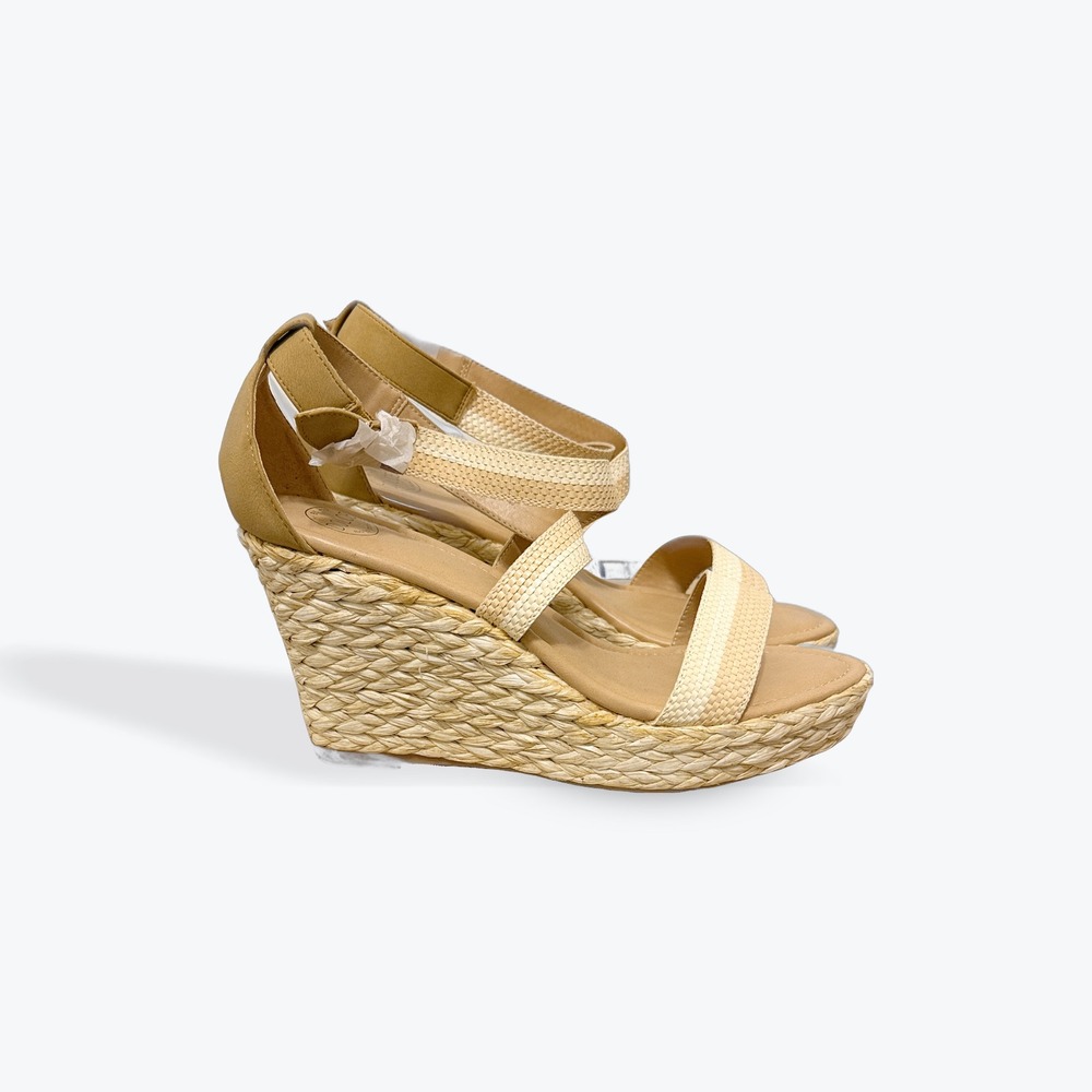 Dolce by Mojo Moxy Davenport Wedge Sandals Natural Espadrille Ankle Strap‎ 11m